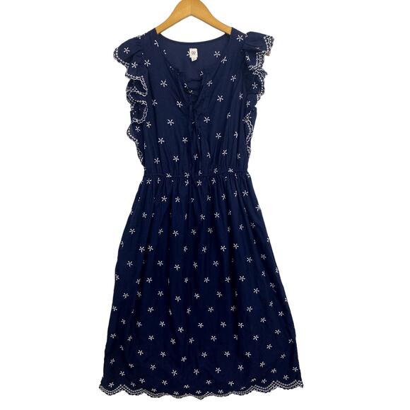 Gap Long Dress Womens Small Blue Embroidered Floral Sleeveless Elastic Waist - Picture 1 of 11